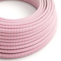 Fuchsia & White Chevron covered Round electric cable - RZ08