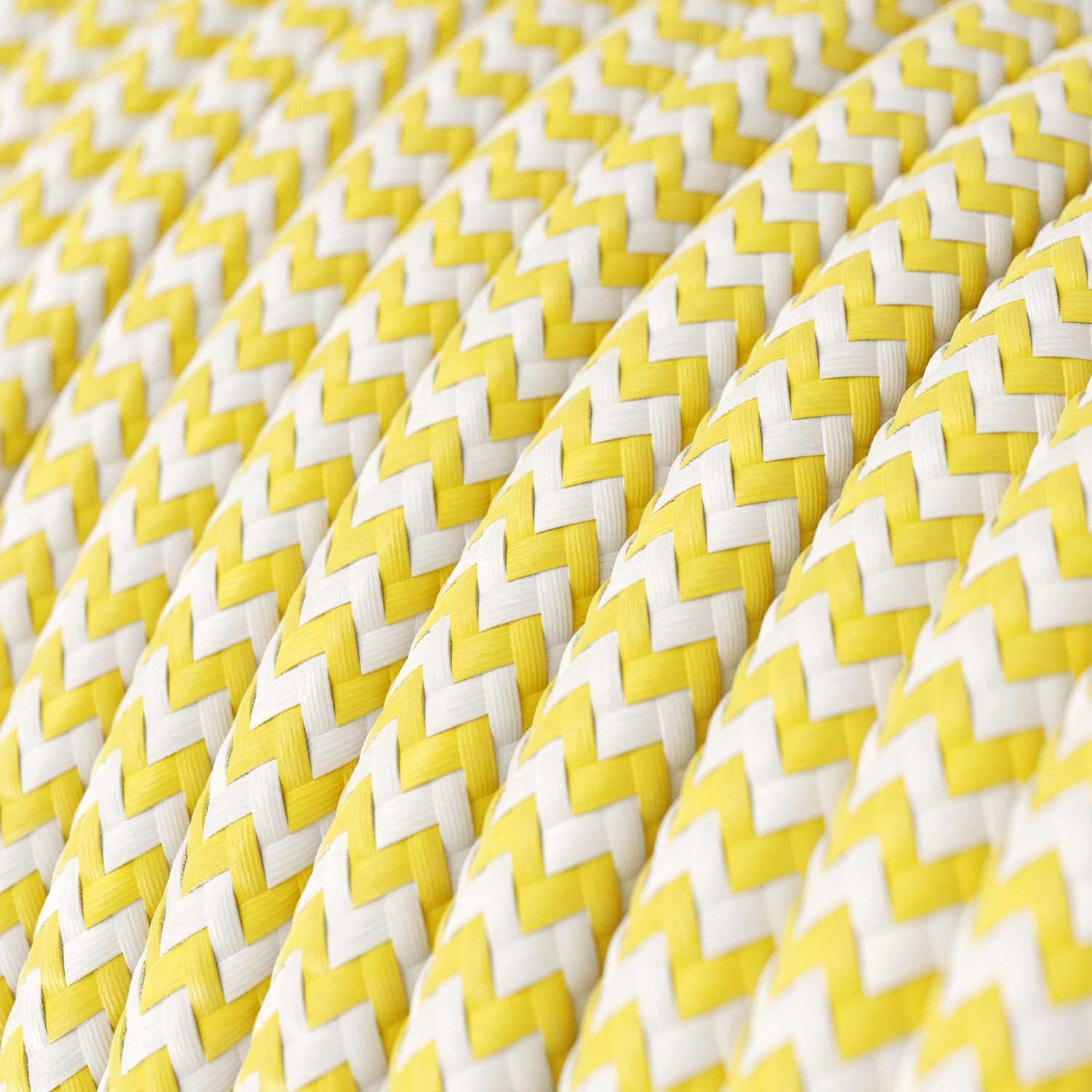 Yellow & White Chevron covered Round electric cable - RZ10