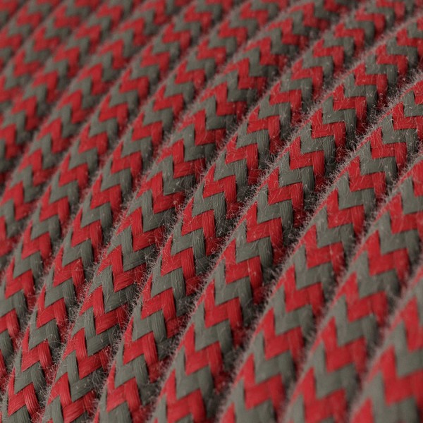 Red & Gray Cotton Chevron covered Round electric cable - RZ28