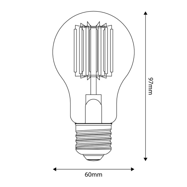 LED Light bulb Clear B03 5V Collection Vertical filament Drop A19 (A60) 1,7W E27 Dimmable 2500K