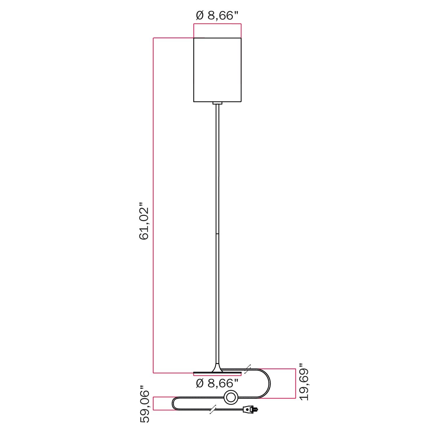 MAG-Y floor lamp with cylindrical M shade