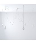 White ceramic spider, multiple suspension with 6-7 pendant, RM01 white cable