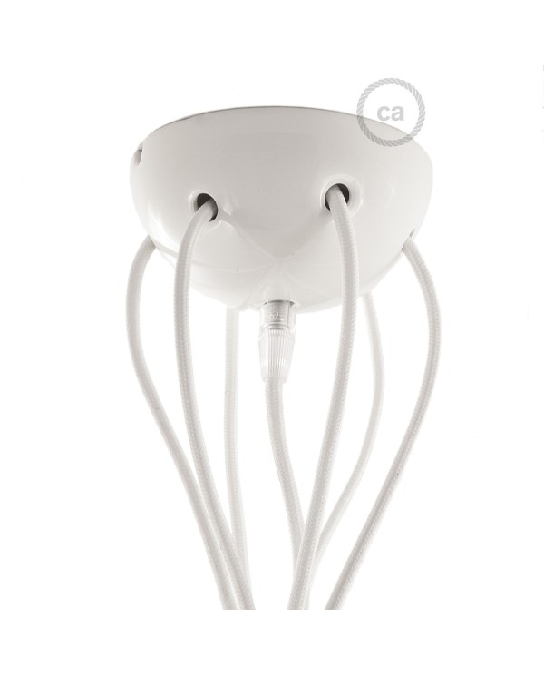 White ceramic spider, multiple suspension with 6-7 pendant, RM01 white cable