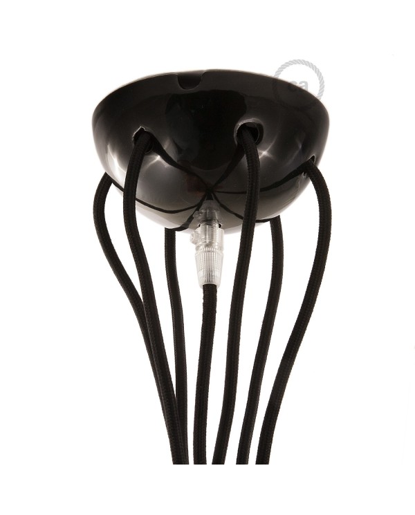 Black ceramic spider, multiple suspension with 6-7 pendant, RM04 black cable