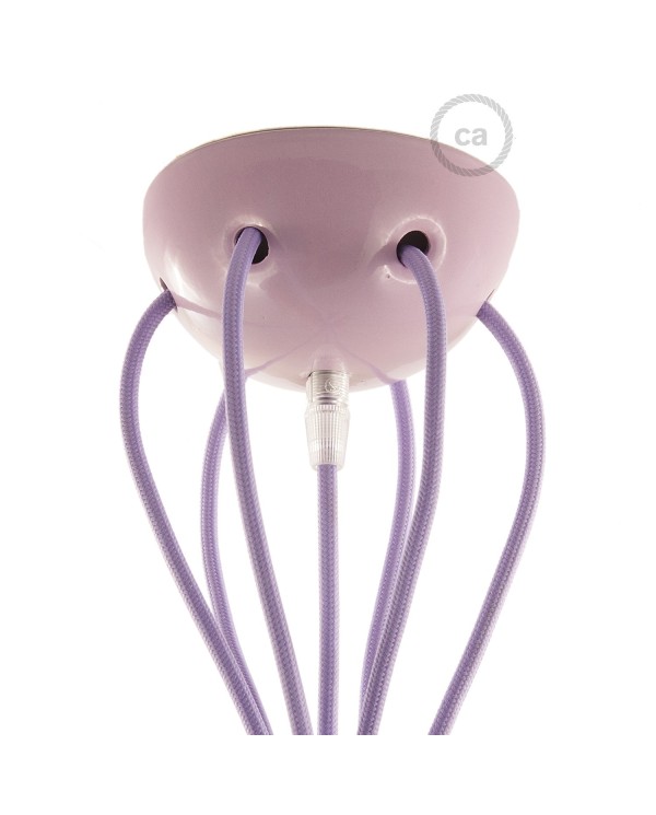 Lilac ceramic spider, multiple suspension with 6-7 pendant, RM07 Lilac cable