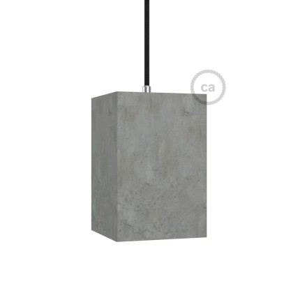 Cube Cement Pendant Lamp Shade | E26 Socket & Cable Retainer