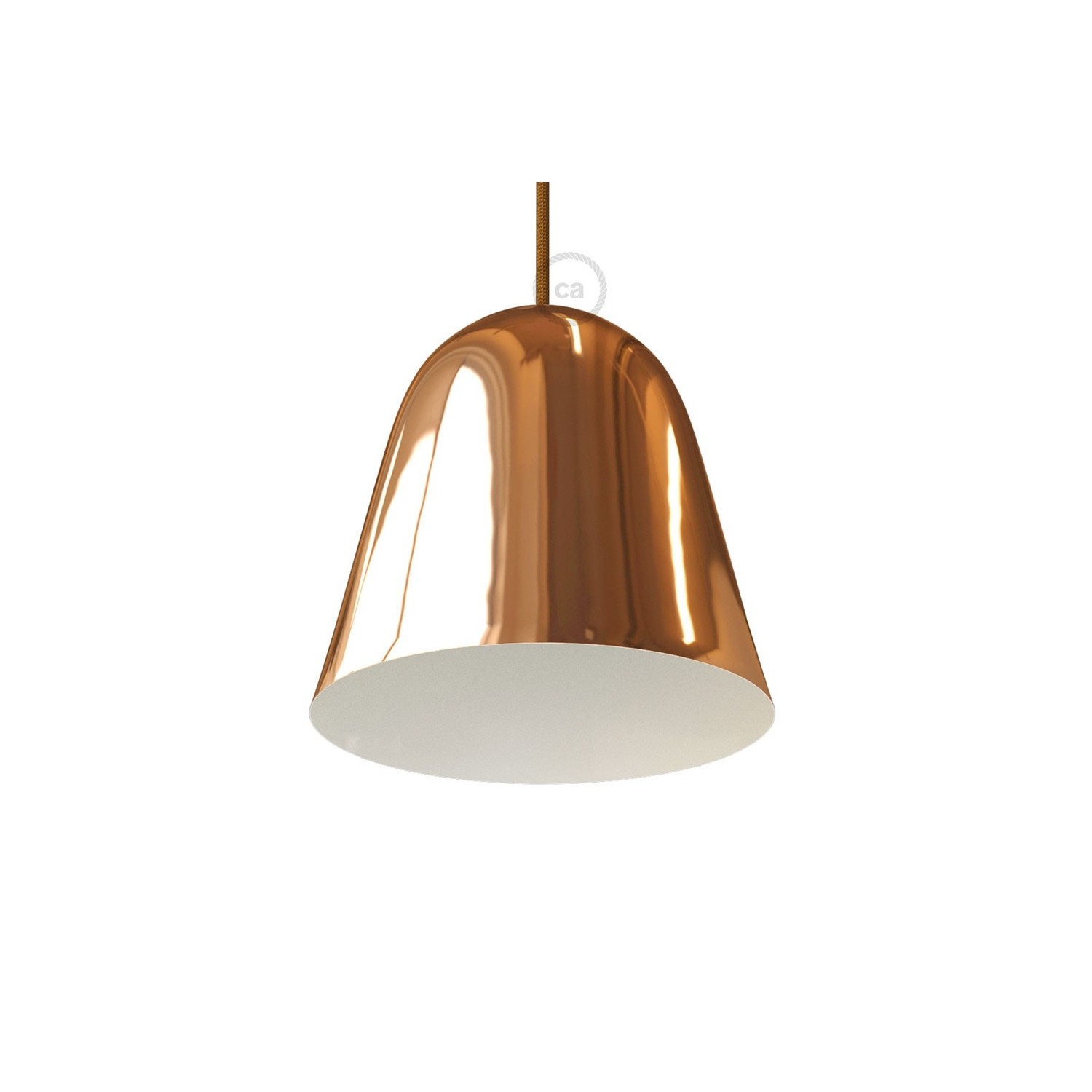 Shiny Copper Metal Bell Lampshade | E26 Socket & Cable Retainer