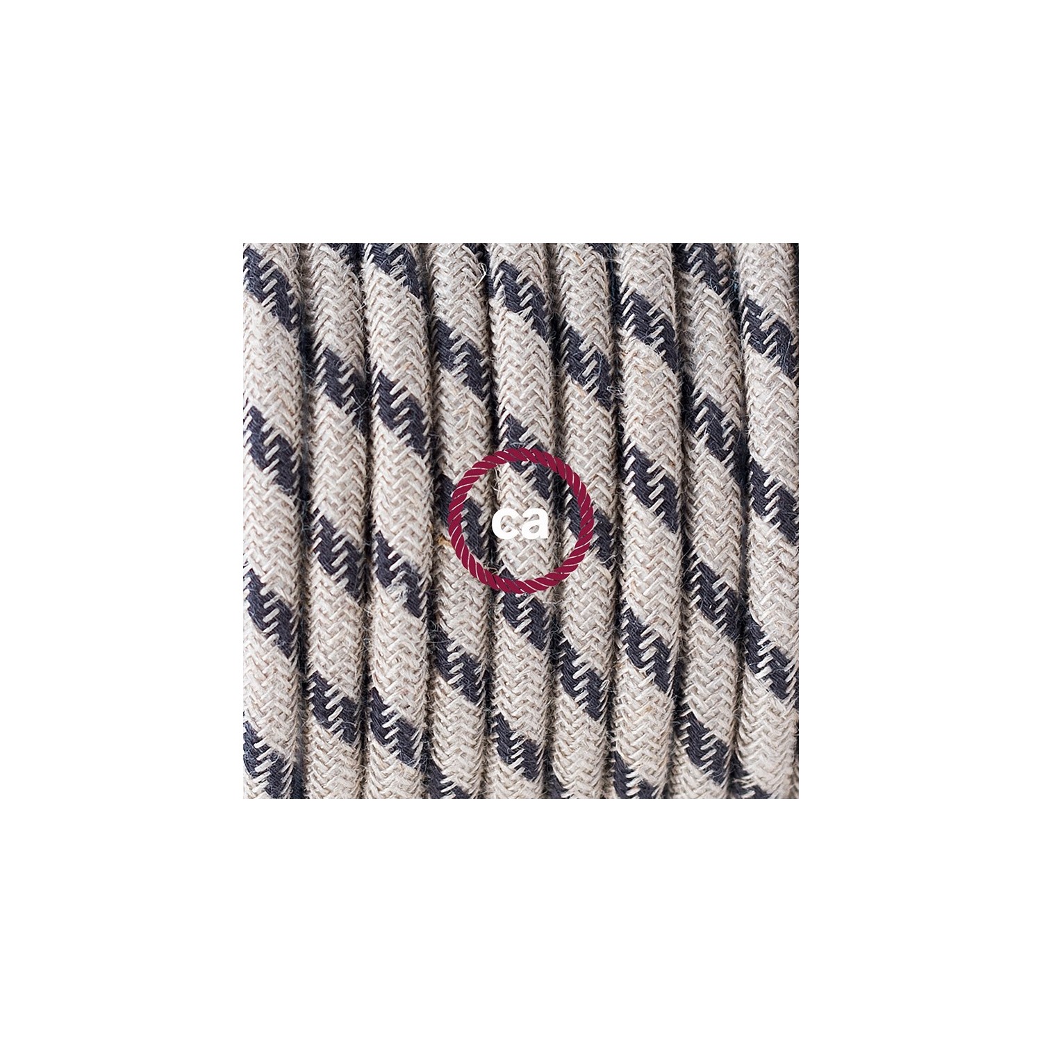 Plug-in Pendant with switch on socket | RD54 Natural & Charcoal Linen Stripe