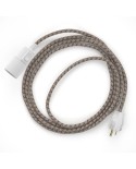 Plug-in Pendant with switch on socket | RD63 Natural & Brown Linen CrissCross