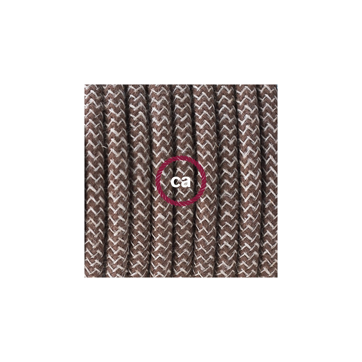 Plug-in Pendant with switch on socket | RD73 Natural & Brown Linen Chevron