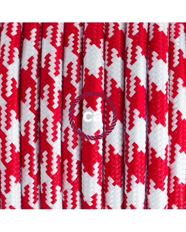 Plug-in Pendant with switch on socket | RP09 Red & White Houndstooth