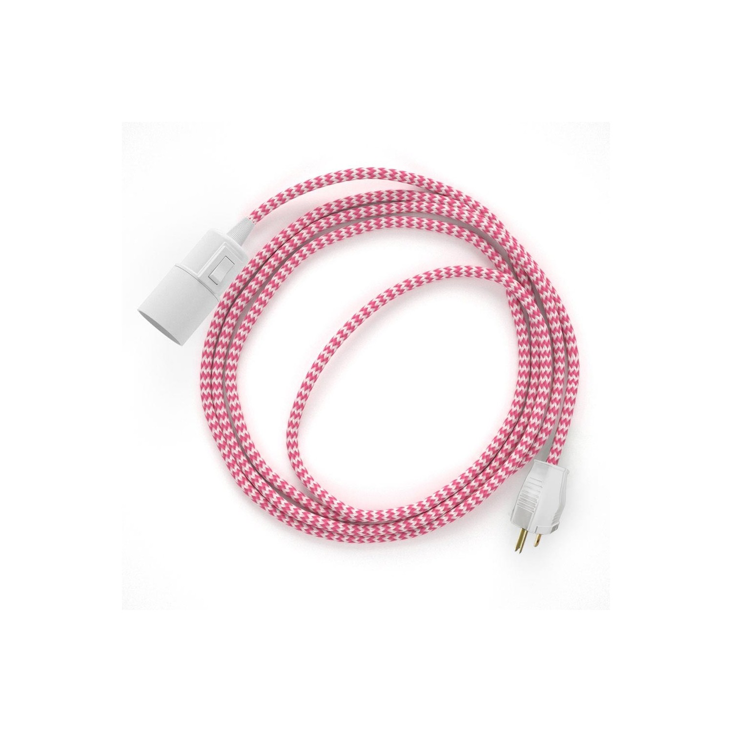 Plug-in Pendant with switch on socket | RZ08 Fuchsia & White Chevron