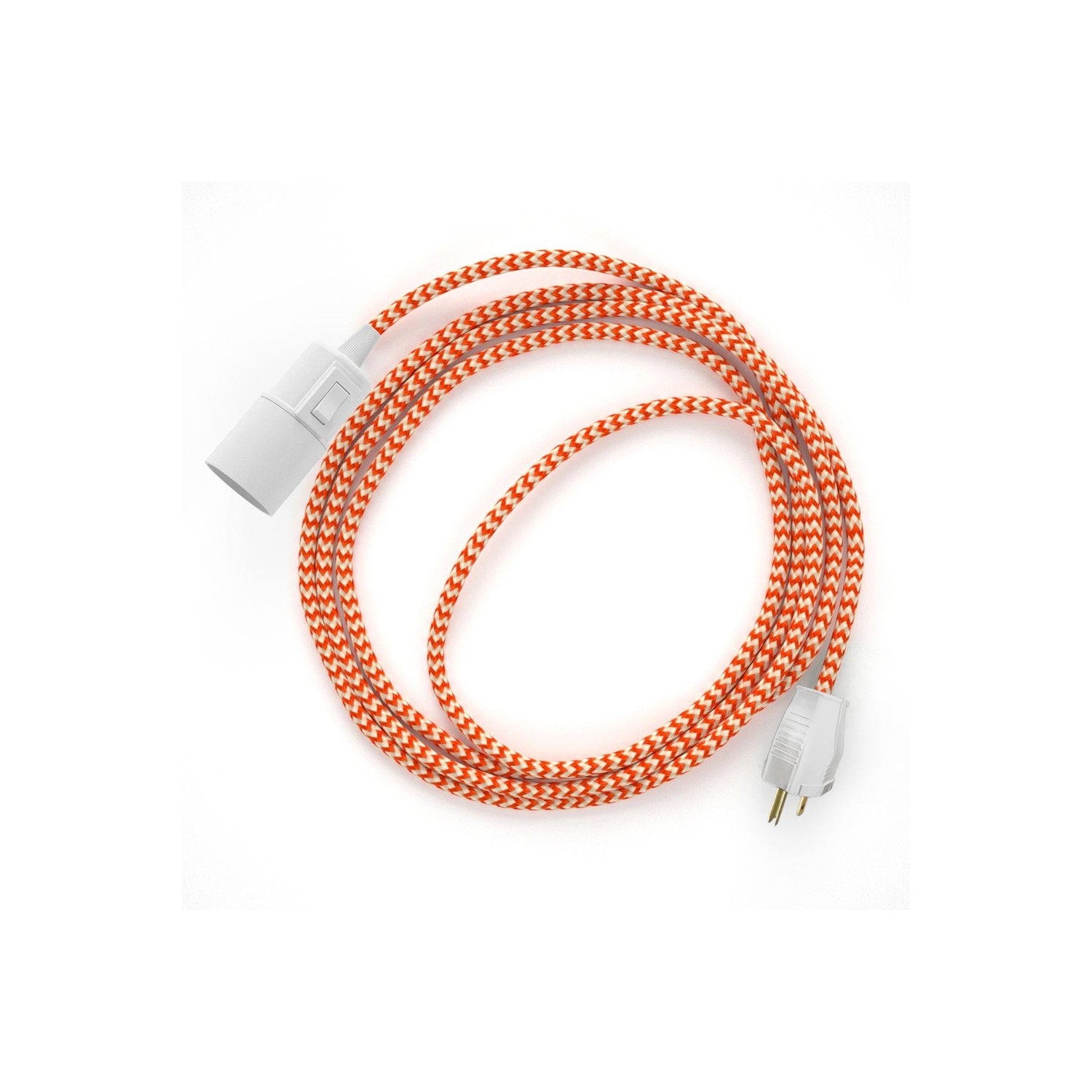 Plug-in Pendant with switch on socket | RZ15 Orange & White Chevron