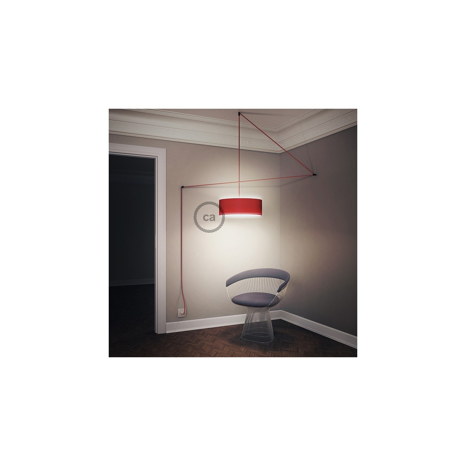 Plug-in Pendant for Lampshade with switch on socket | RC23 Rust Cotton