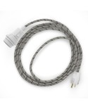 Plug-in Pendant for Lampshade with switch on socket | RD53 Natural & Brown Linen Stripe