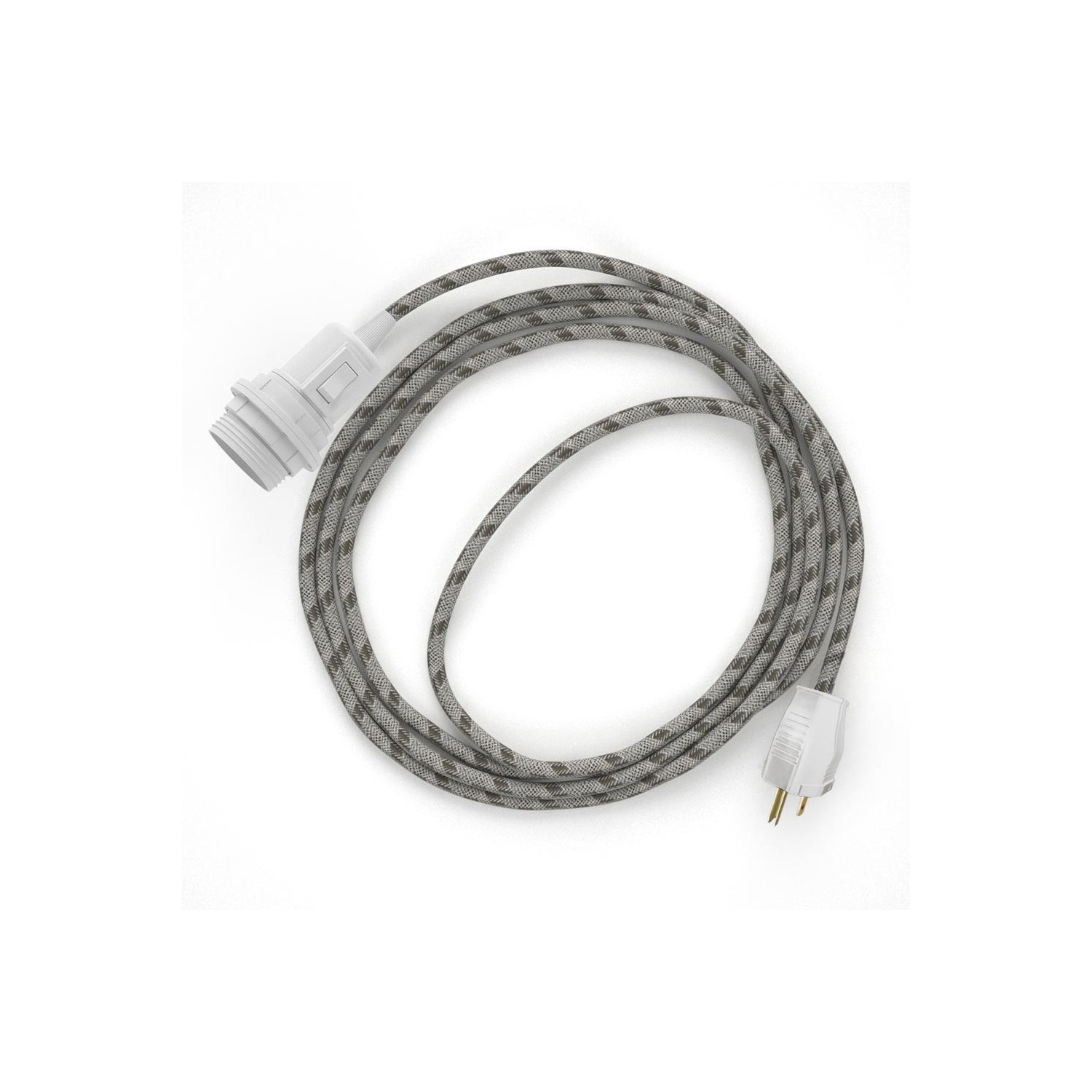 Plug-in Pendant for Lampshade with switch on socket | RD53 Natural & Brown Linen Stripe