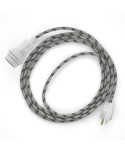 Plug-in Pendant for Lampshade with switch on socket | RD54 Natural & Charcoal Linen Stripe