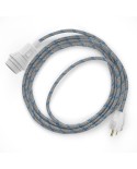 Plug-in Pendant for Lampshade with switch on socket | RD55 Natural & Blue Linen Stripe