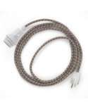 Plug-in Pendant for Lampshade with switch on socket | RD63 Natural & Brown Linen CrissCross