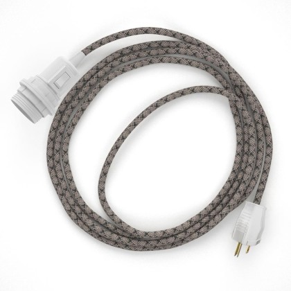 Plug-in Pendant for Lampshade with switch on socket | RD64 Natural & Charcoal Linen CrissCross