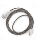 Plug-in Pendant for Lampshade with switch on socket | RD64 Natural & Charcoal Linen CrissCross