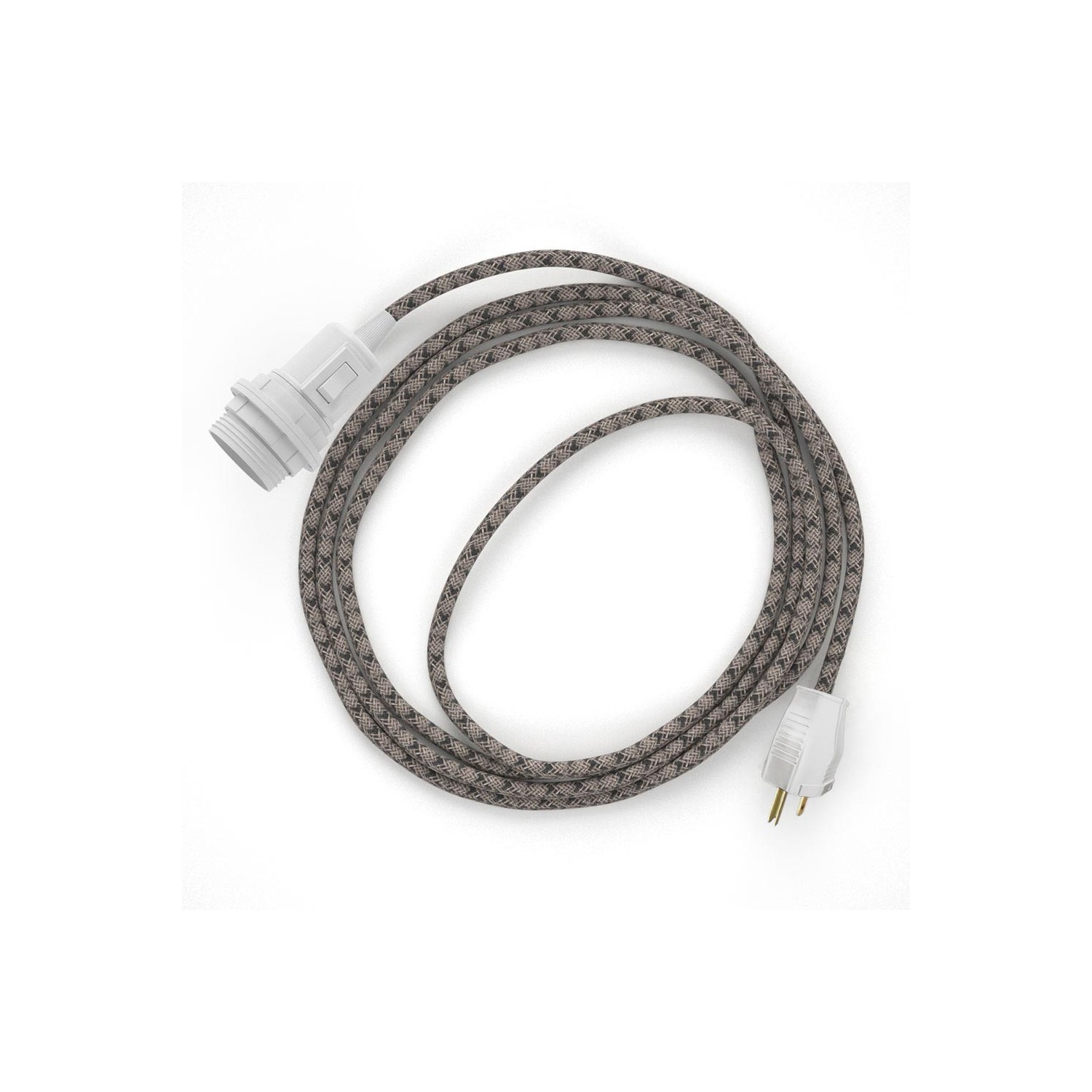 Plug-in Pendant for Lampshade with switch on socket | RD64 Natural & Charcoal Linen CrissCross