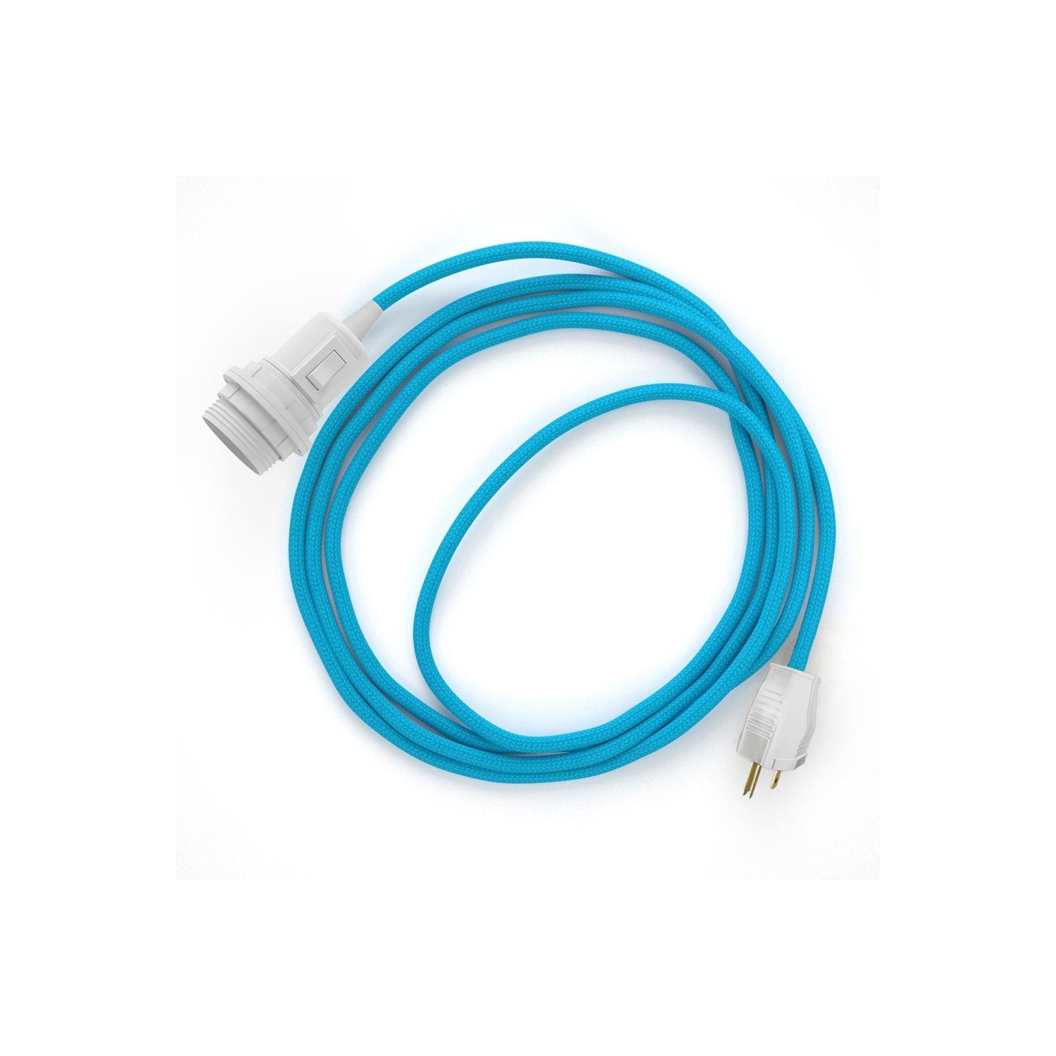 Plug-in Pendant for Lampshade with switch on socket | RM11 Light Blue Rayon