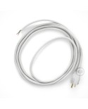 Cord-set - RC01 White Cotton Covered Round Cable