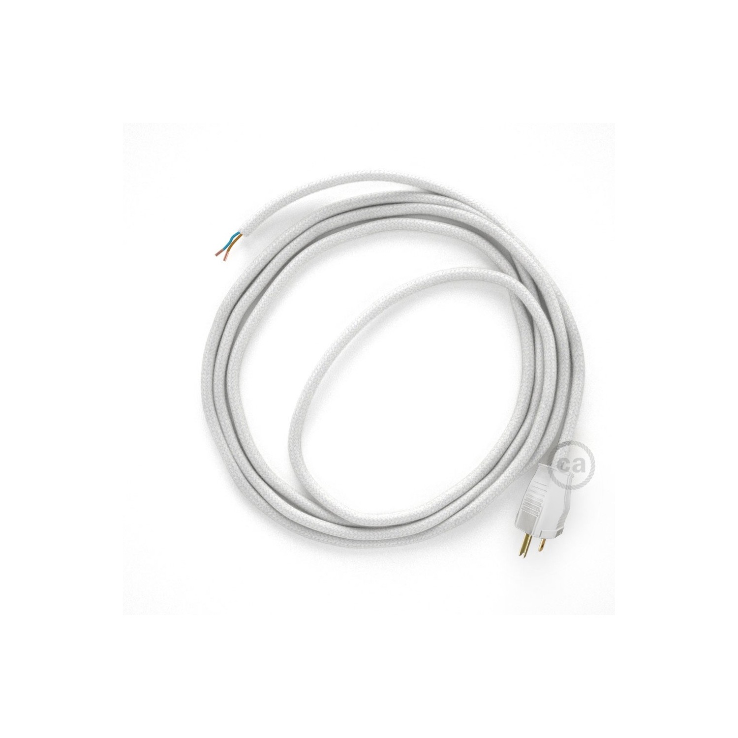 Cord-set - RC01 White Cotton Covered Round Cable