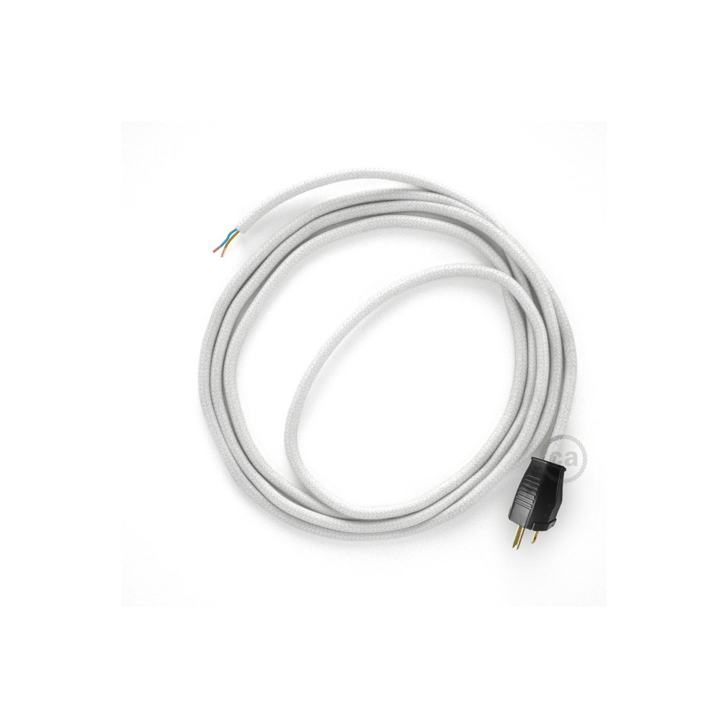 Cord-set - RC01 White Cotton Covered Round Cable