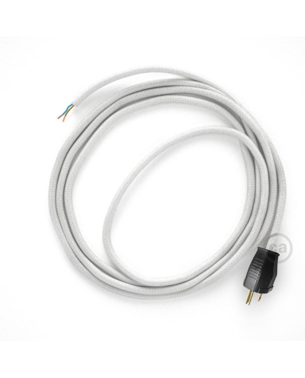 Cord-set - RC01 White Cotton Covered Round Cable