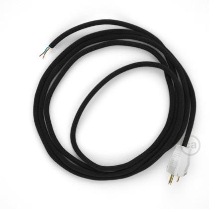 Cord-set - RC04 Black Cotton Covered Round Cable