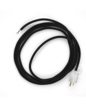 Cord-set - RC04 Black Cotton Covered Round Cable