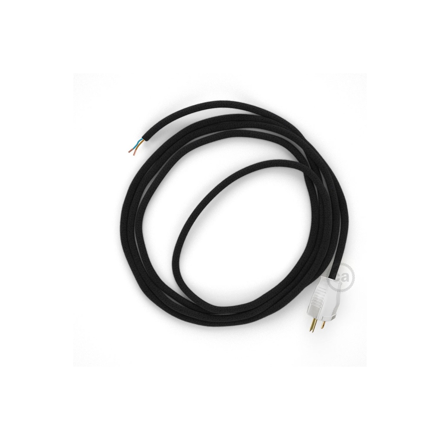 Cord-set - RC04 Black Cotton Covered Round Cable