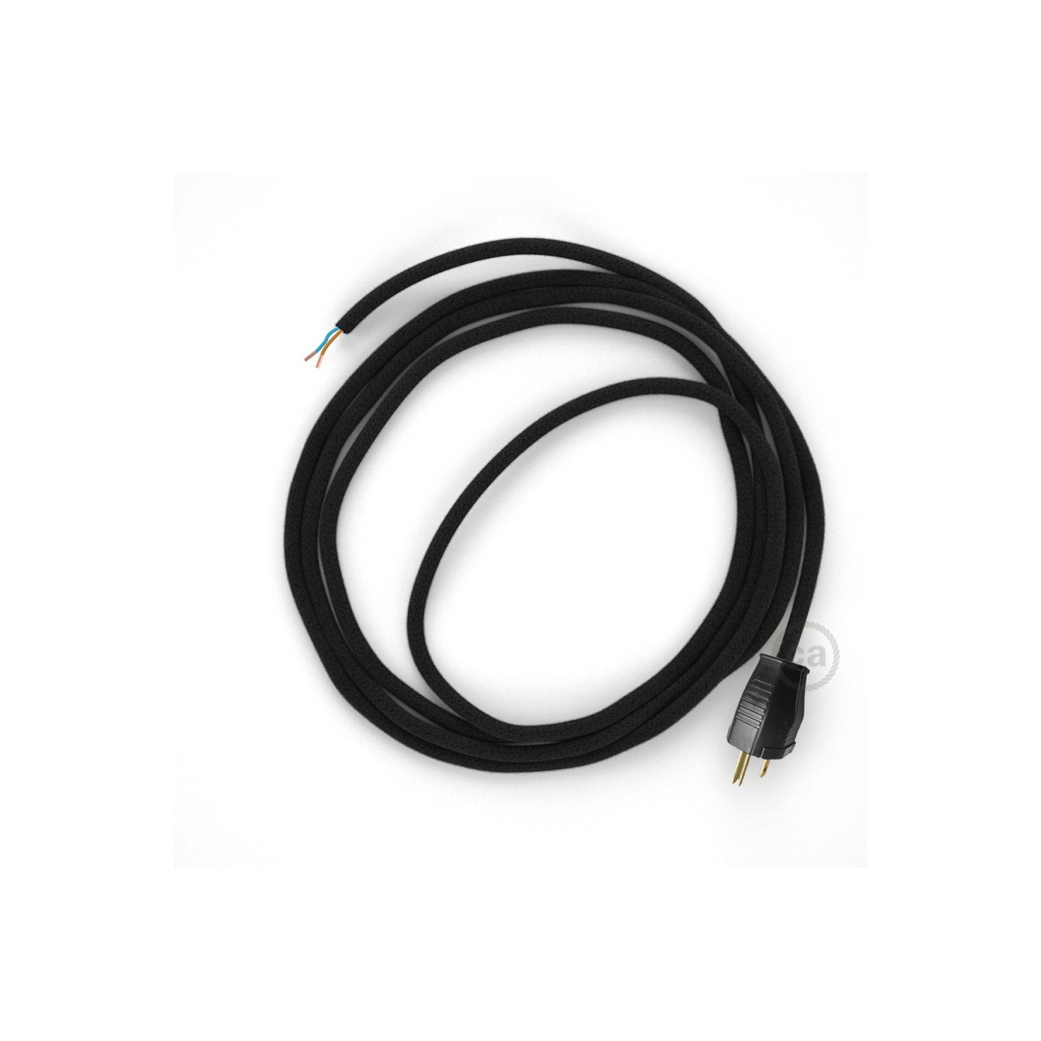 Cord-set - RC04 Black Cotton Covered Round Cable