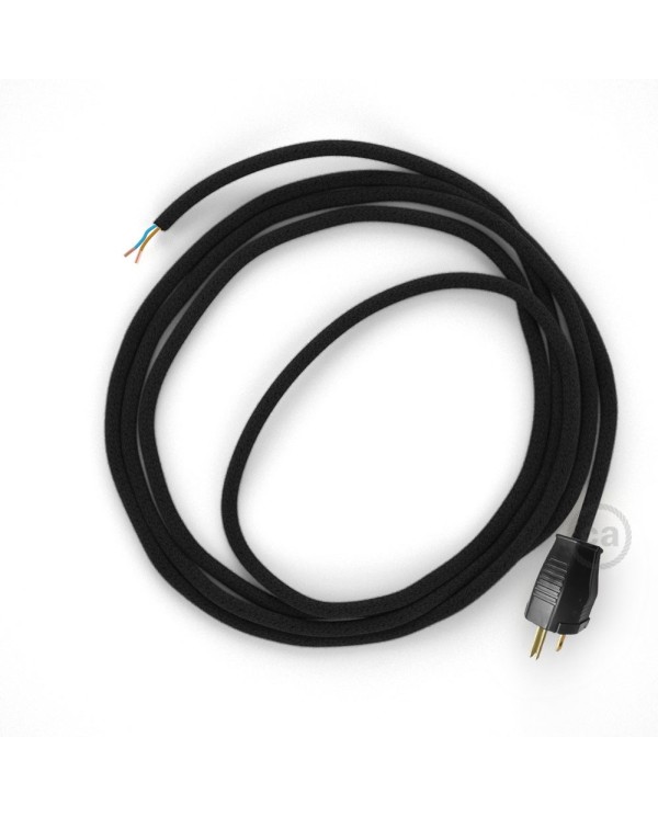 Cord-set - RC04 Black Cotton Covered Round Cable