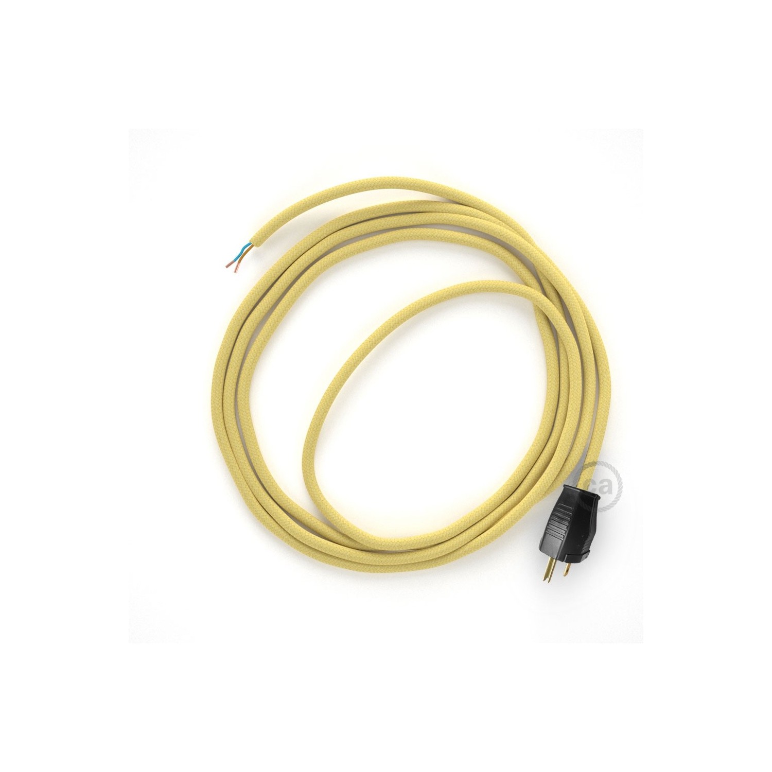 Cord-set - RC10 Pale Yellow Cotton Covered Round Cable