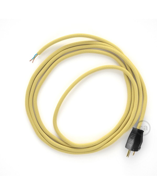 Cord-set - RC10 Pale Yellow Cotton Covered Round Cable