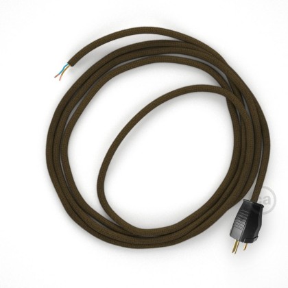 Cord-set - RC13 Brown Cotton Covered Round Cable