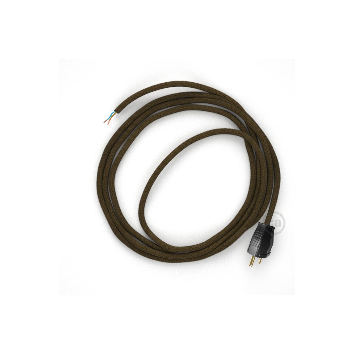 Cord-set - RC13 Brown Cotton Covered Round Cable