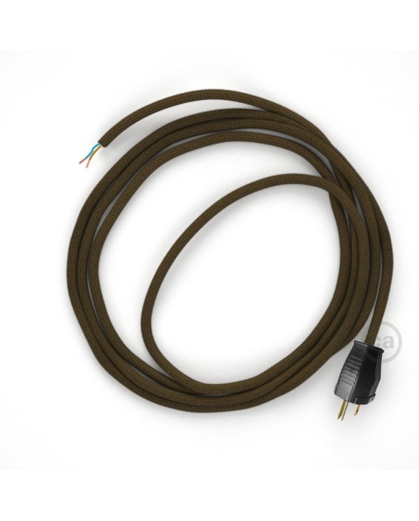 Cord-set - RC13 Brown Cotton Covered Round Cable