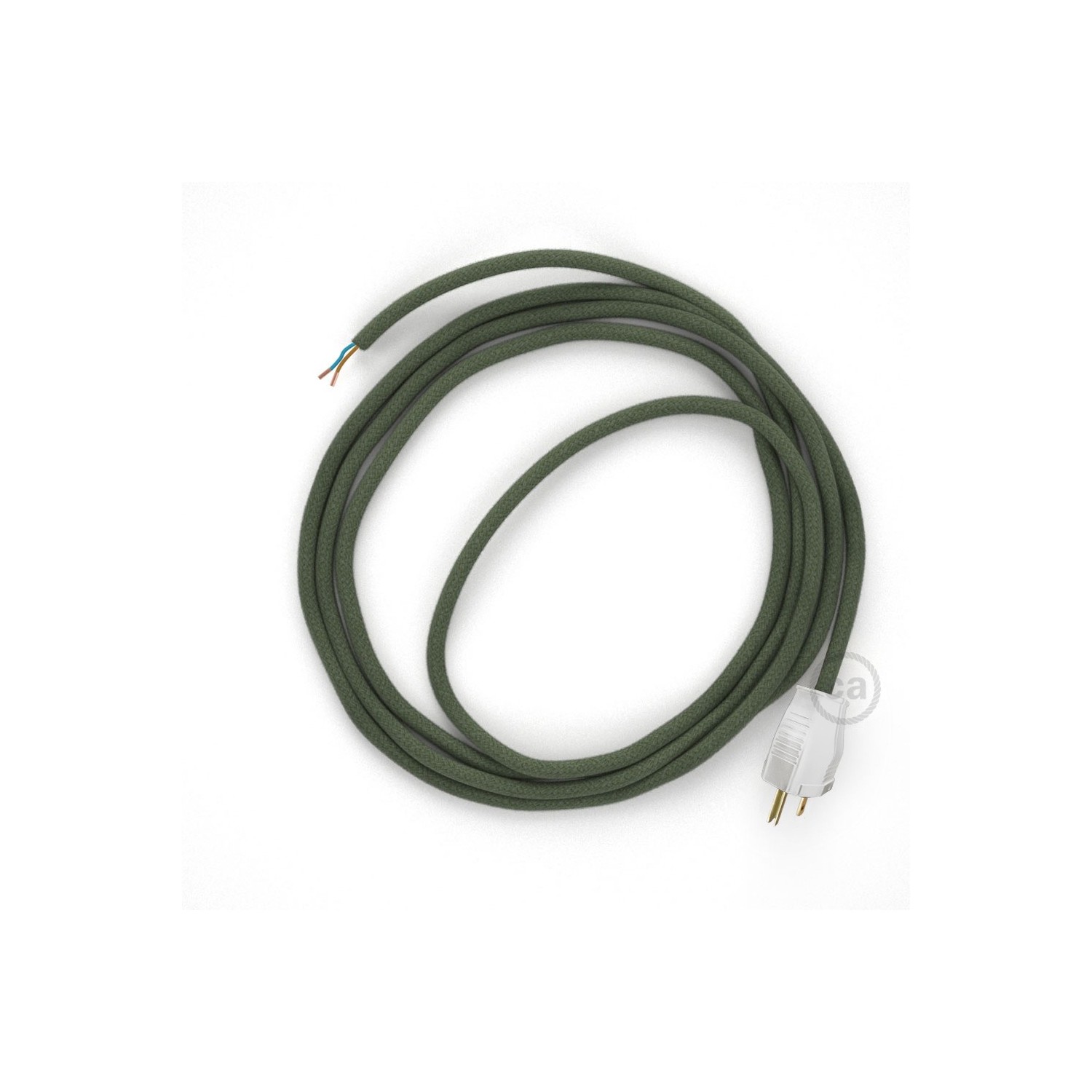 Cord-set - RC63 Gray Green Cotton Covered Round Cable