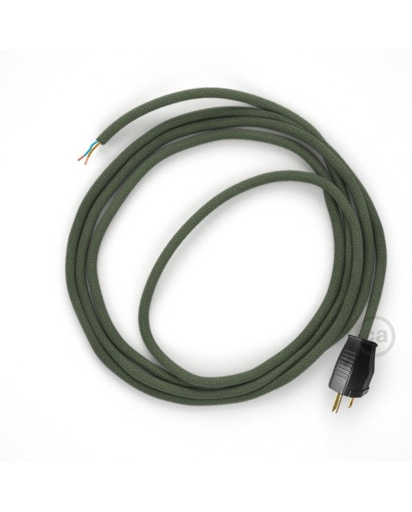 Cord-set - RC63 Gray Green Cotton Covered Round Cable