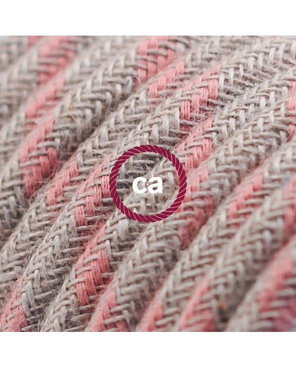 Cord-set - RD51 Natural & Pink Linen Stripe Covered Round Cable