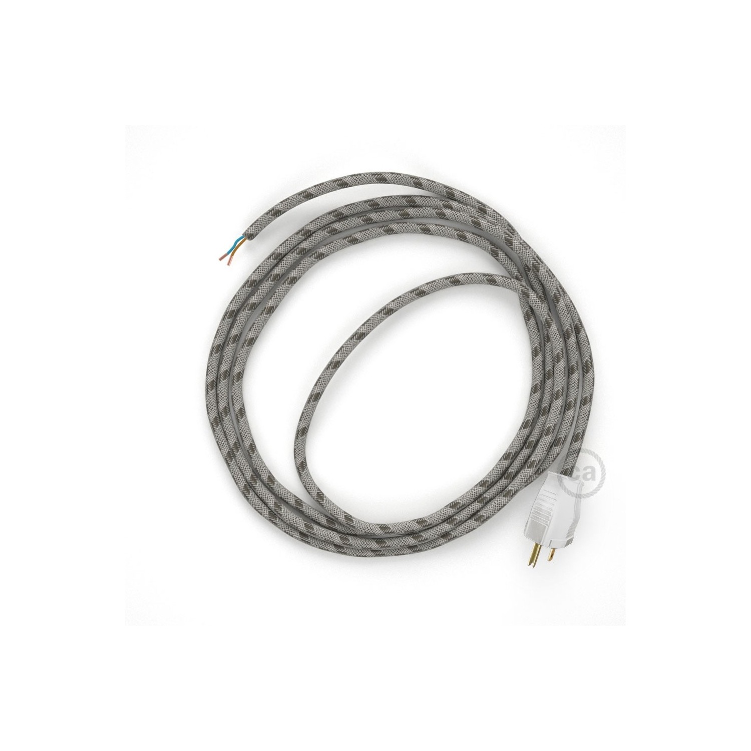 Cord-set - RD53 Natural & Brown Linen Stripe Covered Round Cable