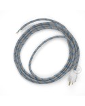 Cord-set - RD55 Natural & Blue Linen Stripe Covered Round Cable