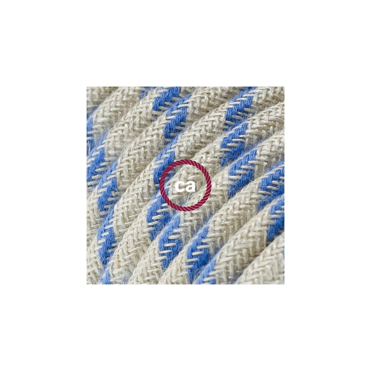 Cord-set - RD55 Natural & Blue Linen Stripe Covered Round Cable