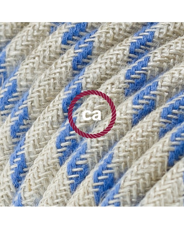 Cord-set - RD55 Natural & Blue Linen Stripe Covered Round Cable