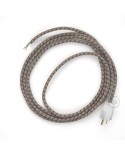 Cord-set - RD63 Natural & Brown Linen CrissCross Covered Round Cable