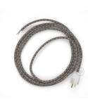 Cord-set - RD64 Natural & Charcoal Linen CrissCross Covered Round Cable